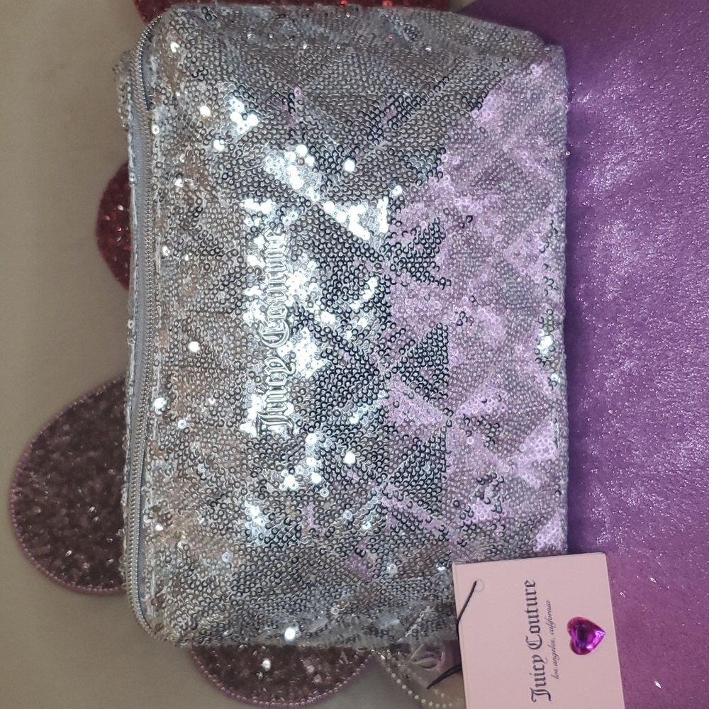 Juicy Couture 💖NWT💖 Silver Sequins Cosmetic Bag!💖💖💖 - Picture 5 of 13
